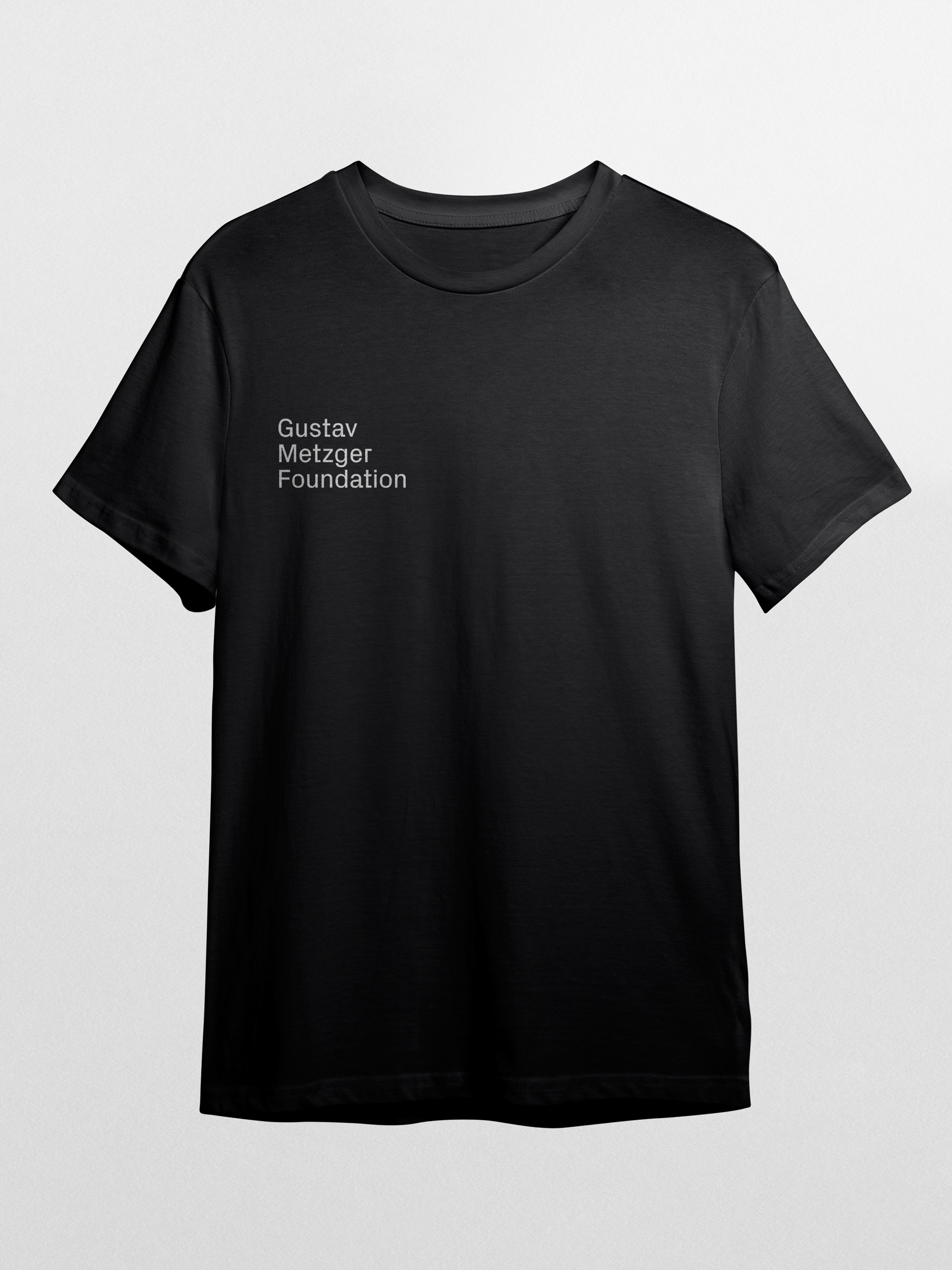 Gustav Metzger Foundation Logo on Black T-Shirt